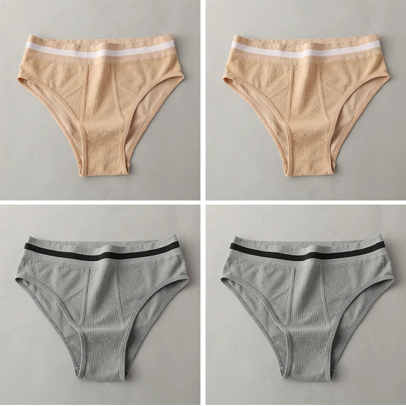 S-3XL 3-5Pcs Women Sport Briefs High Waist Panties Comfort Solid Color Underwear Sexy Underpants Intimate Lingerie Soft Briefs