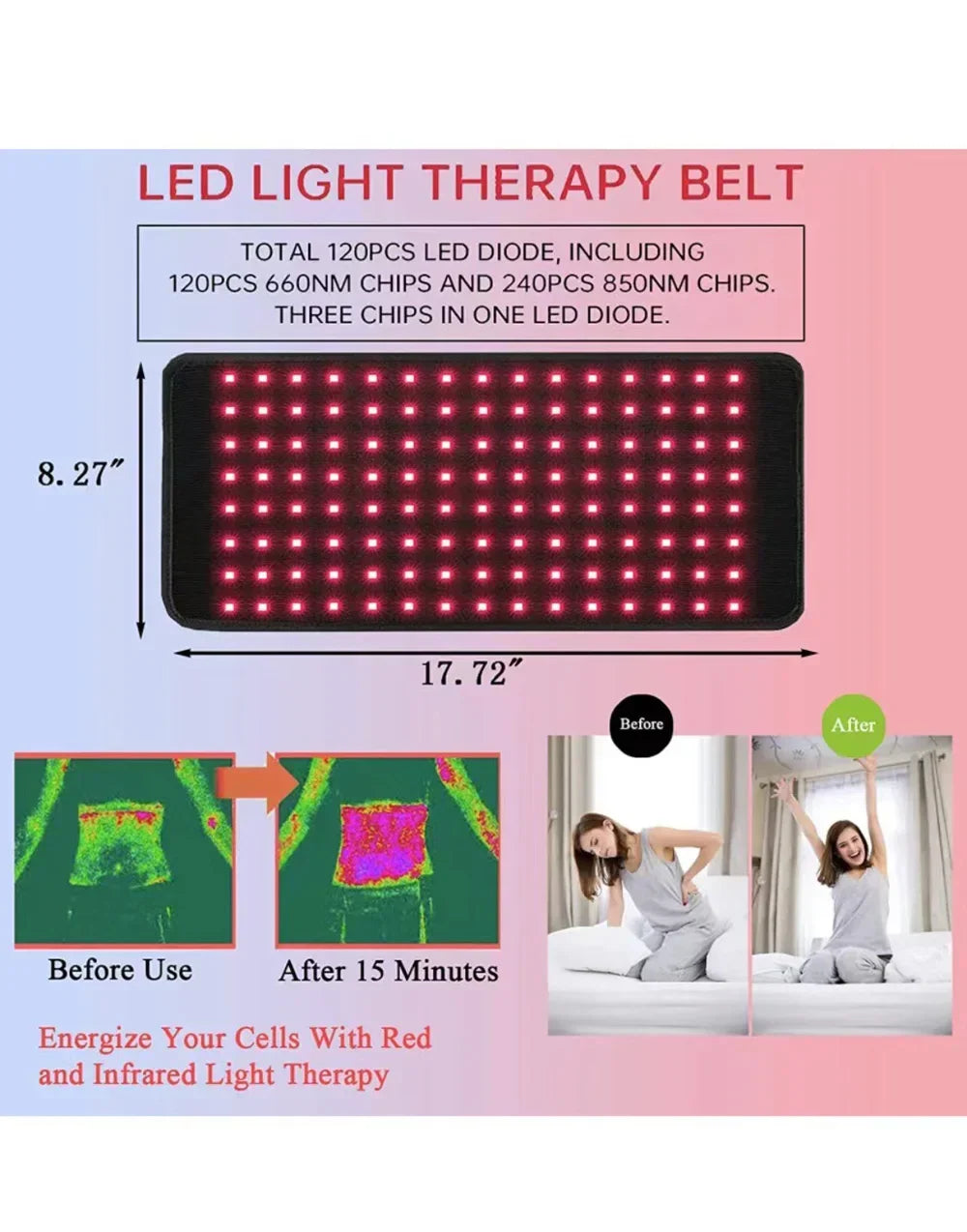 Red Infrared Light Therapy Pad LED Beauty Devices for Face and Body Back Knee Hands Feet Relief Portable 660nm 850nm Heat Pad