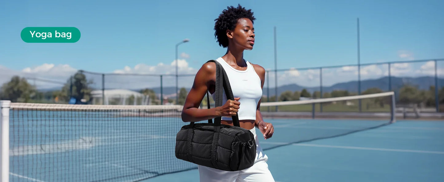 BAGSMART Travel Gym Bag for Women Yoga Mat Duffle Bag with Wet & Dry Pocket Quilted Sports Bag for Weekend Swimming