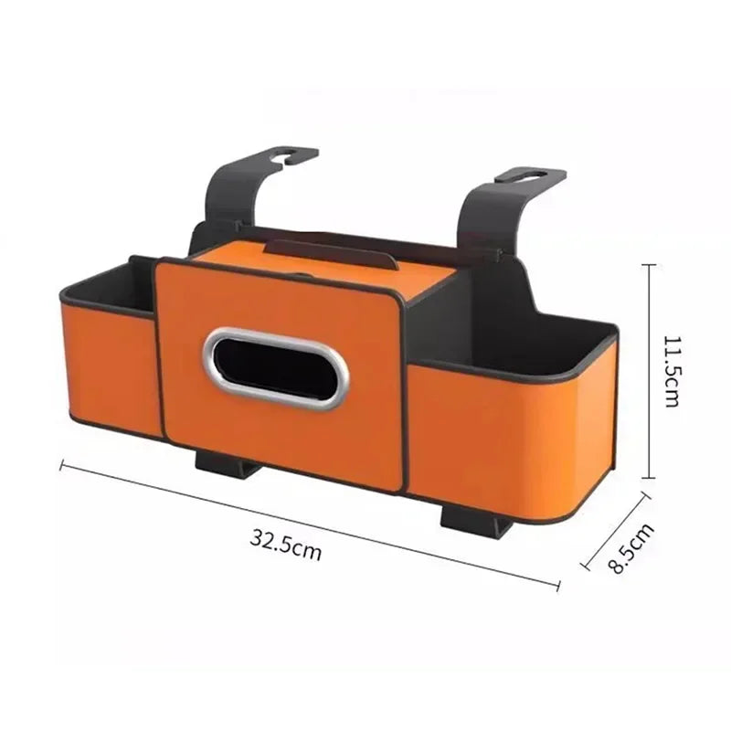 Multifunctional Car Organizer Rear Drainage Holder Storage Hanging Box In Car Bag For Stowing Tidy With Phone Tissue Cup Holder