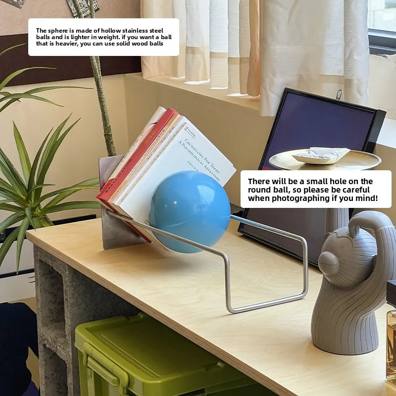 Bauhaus Creative Bookshelf Solid Wood Ball-Bearing Magazine Holder Mid-Century Modern Desk Organizer Artistic Home Display shelf