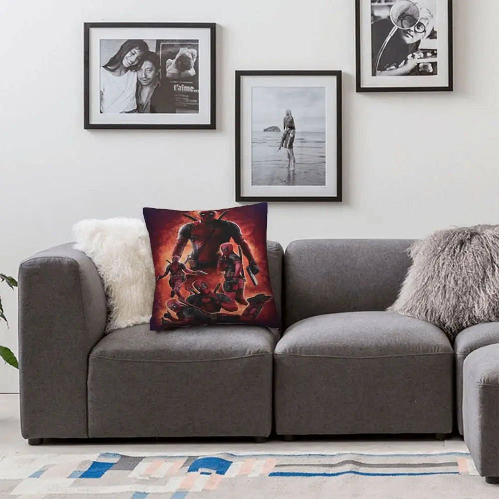 Custom Deadpool Wolverine Cartoon Manga Cushion Cover Soft Cute Pillows
