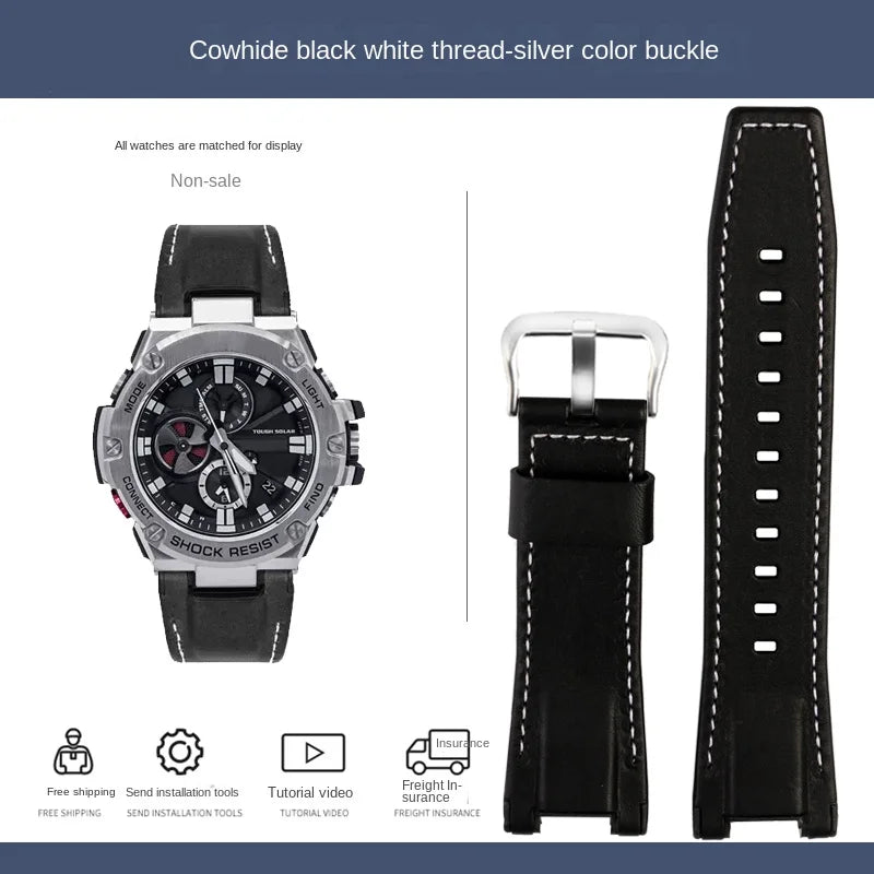 for Casio GST-S130/S110/S120/W130l/B100/W300 Strap Belt Genuine Leather Nylon Men's Watch Band Replacement bracelet Accessories