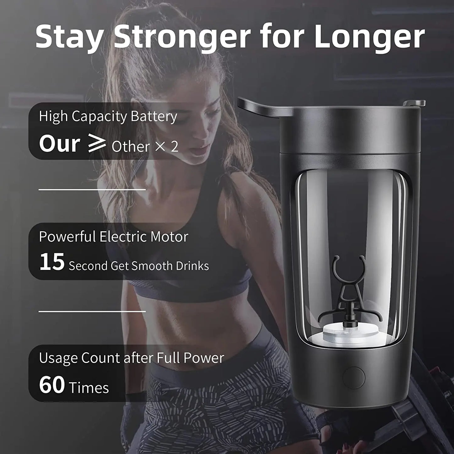 Portable Electric Shaker Bottle Protein Powder Fitness Shaker 650ML Automatic Mixing Tumbler Stirring Mug Sports Water Bottle