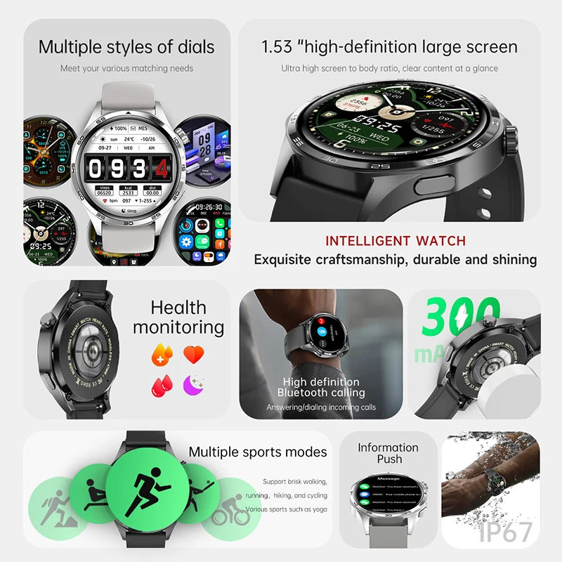 2025 New Mens Smart Watch 360 * 360 Bluetooth Call Smartwatch AMOLED Screen GPS Smart Watches NFC Waterproof Smart Watch for Men