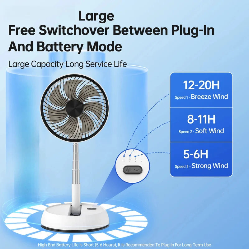 2026 NEW  Outdoor Portable Silent Remote Control Desktop Vertical Automatic Shaking Fan Aluminum Alloy Telescopic Timed Home Fan