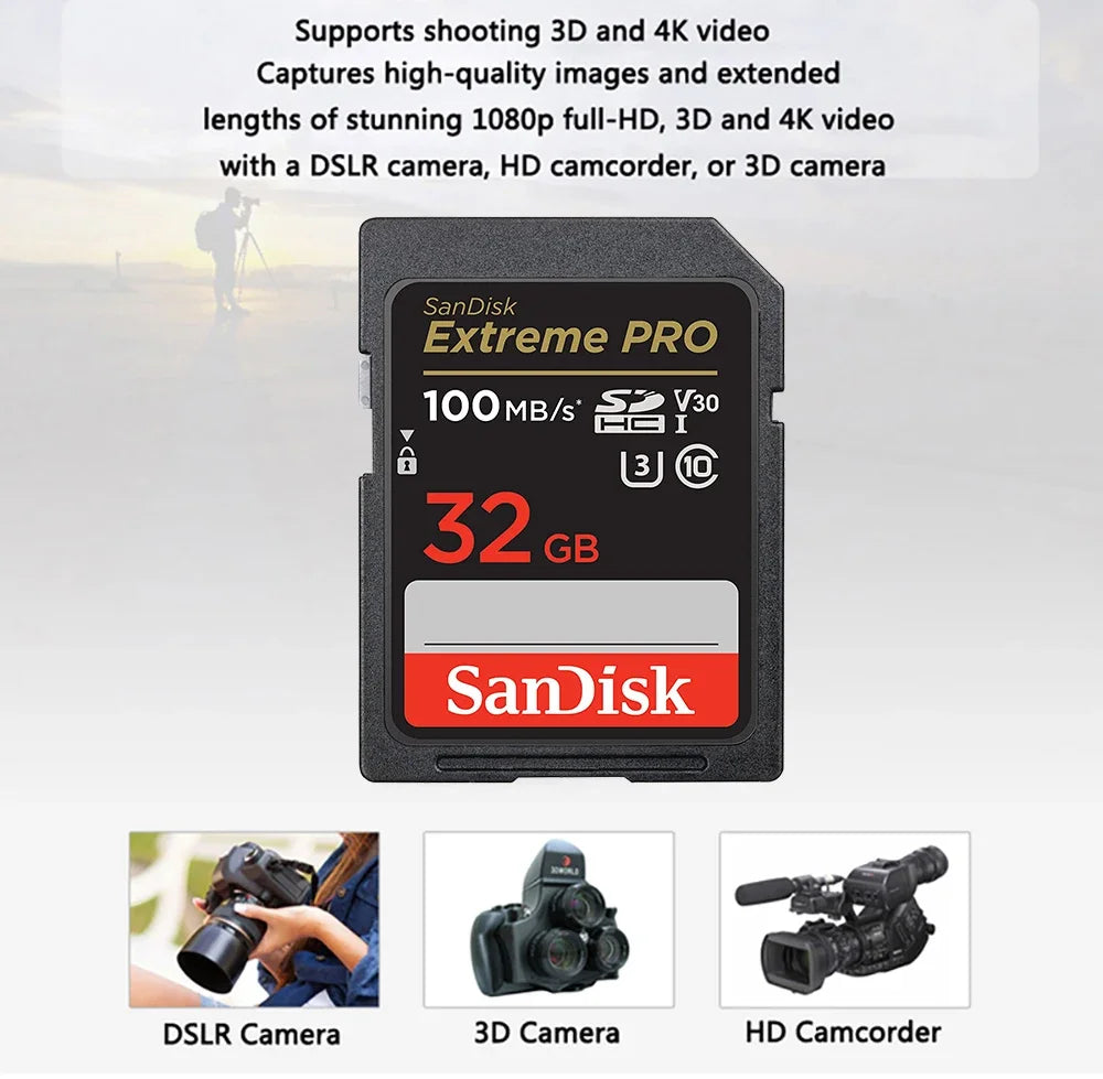 Original Extreme PRO U3 4K 6K 8K C10 V30 V60 V90 SDHC Memory Card SD UHD Video SDXC sd Card UHS-I UHS-II for SLR 3D Canon Camera