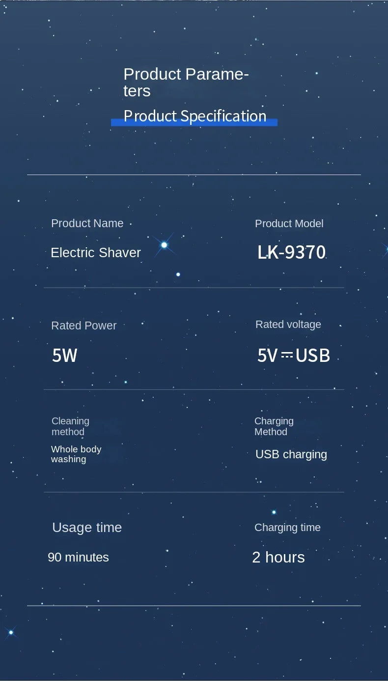 Five in one electric shaver shaver with full body water washing for long-lasting battery life LED intelligent display