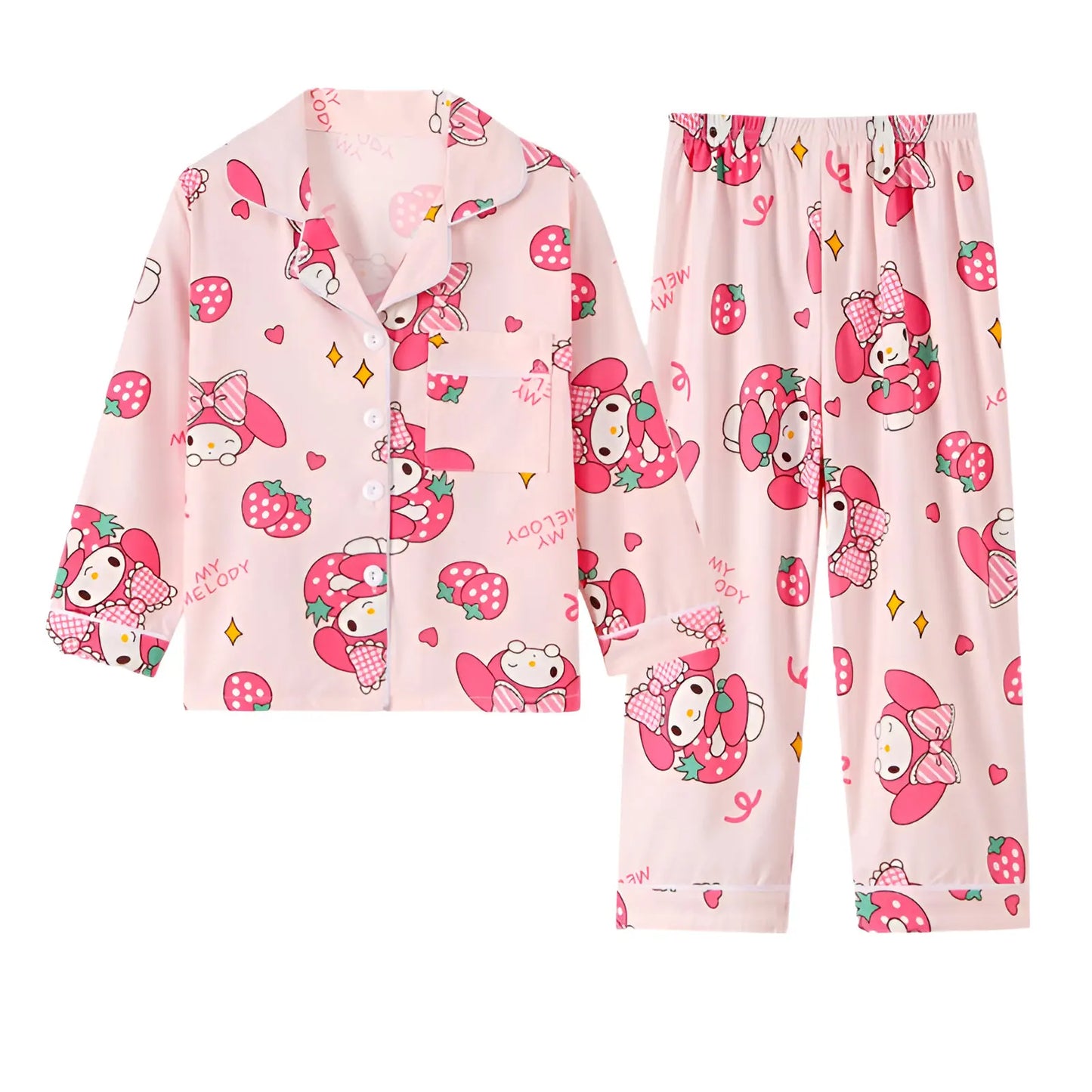 2pcs Kid's Cinnamorolls Pajamas, Long Sleeve Top & Pants Set, Kuromis Print Loungewear, Comfy Casual Set, Girl's Clothes