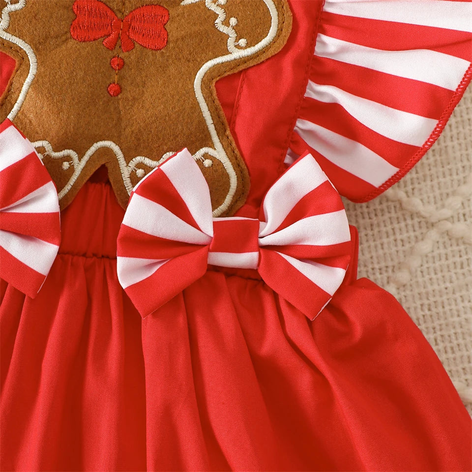 Hot Baby Girl Christmas Outfit Set Infant Toddler Gingerbread Man Costume Winter Xmas Party Holiday Celebration Newborn Clothes