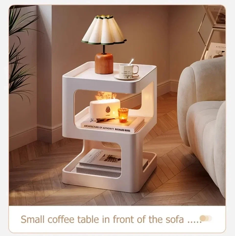 Light Luxury Sofa Table Solid Color Bookshelf Living Room Small Coffee Table Bedroom Simple Bedside Table Creative Computer Desk