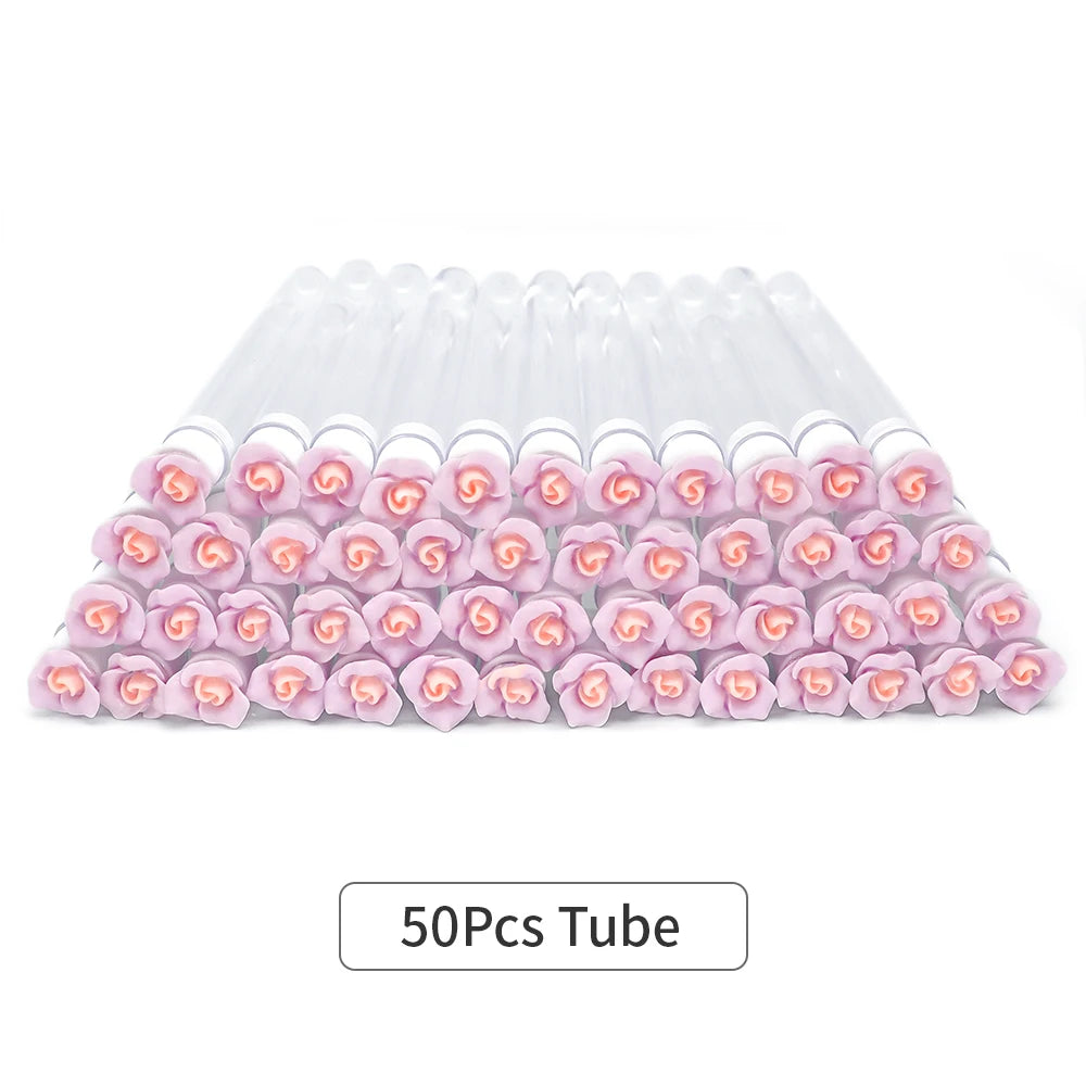 10/50Pcs Flower Eyelash Brush Tube Disposable Mascara Wands Tube Reusable Lash Spoolies Brush Dust-proof Cleaner Storage Tubes