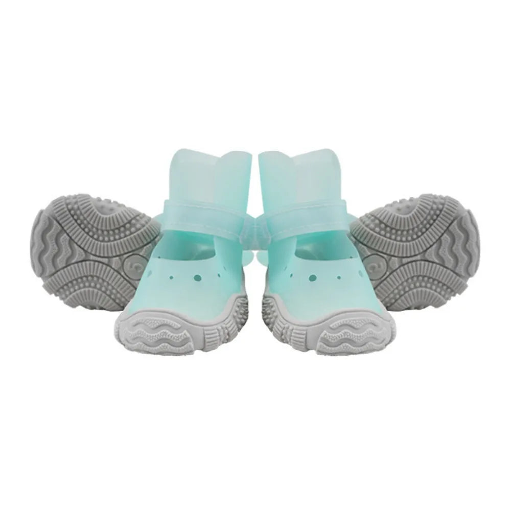 Cute Non-slip Waterproof Pet Shoes Comfortable Adjustable Outdoor Dog Boots Elastic Breathable Pet Rain Shoes Cat Paw Protection