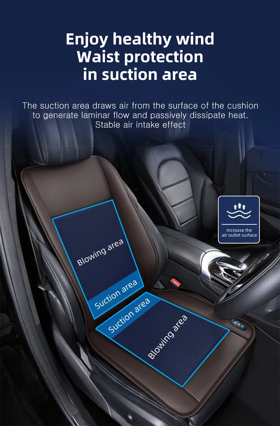 10 Hidden Fans 3 In1 Car Seat Cover Cooling Heating Massage Multi-Functional Seat Car Cool Air Seat Cushion Fast Blow Seat Cover