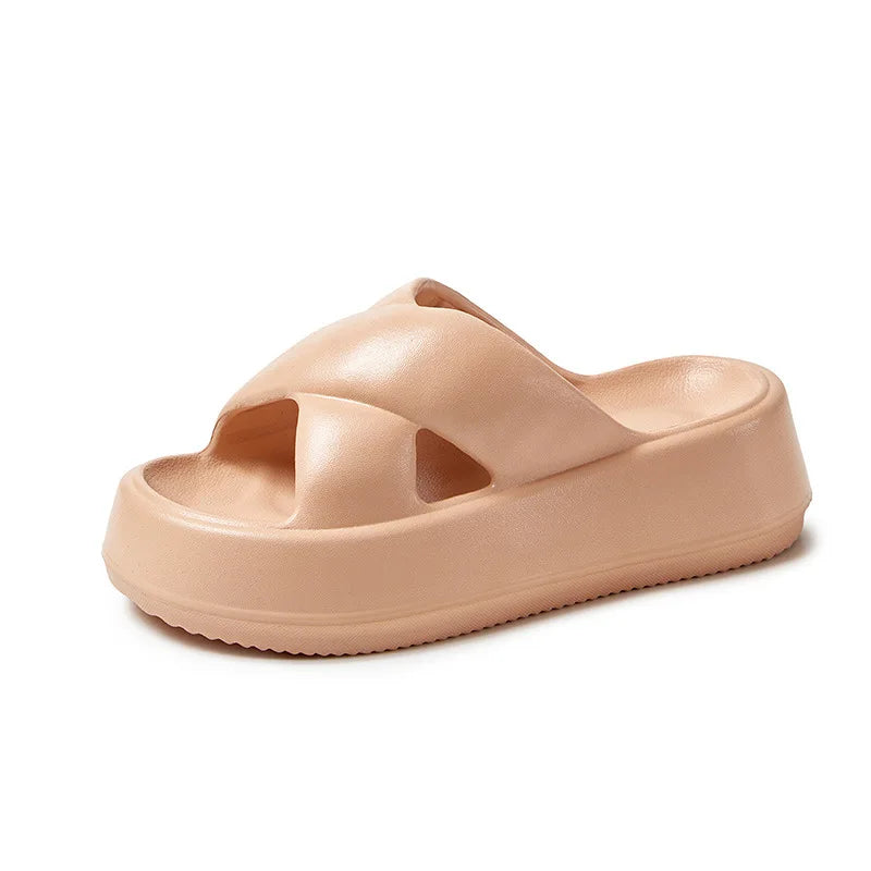 Litfun Women Sandals Soft Sole Slides Home Slippers Thick Bottom EVA Shoes Female Non-Slip Cross Sandals Outdoor Beach Flip Flop