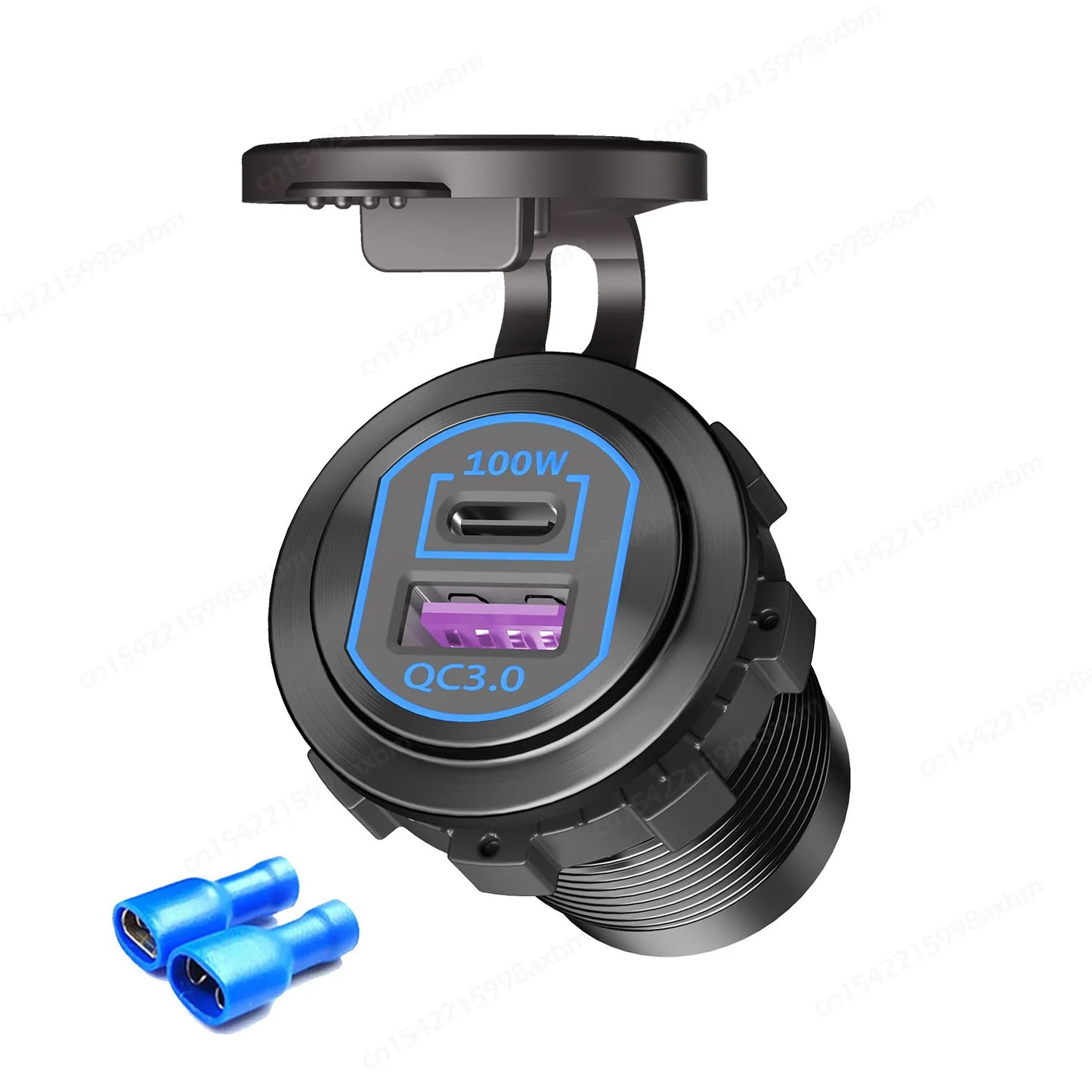 118W 12V USB Outlet Car Charger 100W PD3.0 & 18W QC3.0 Car USB Fast Charging Ports Aluminum Socket for Car RV Marine Golf Cart