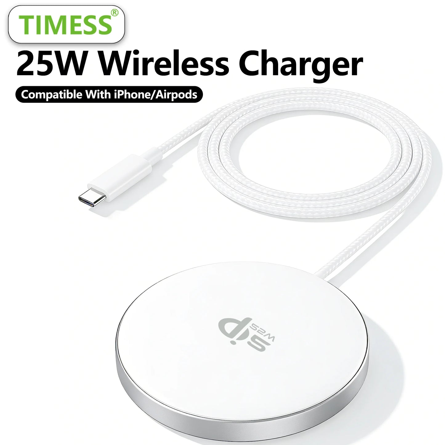 TIMESS QI2 25W Fast Wireless Charger For IPhone 17 16 15 14 13 12PRO MAX For Airpods 4 3 2 Pro 2-IN-1 Charging Station Stand Pad