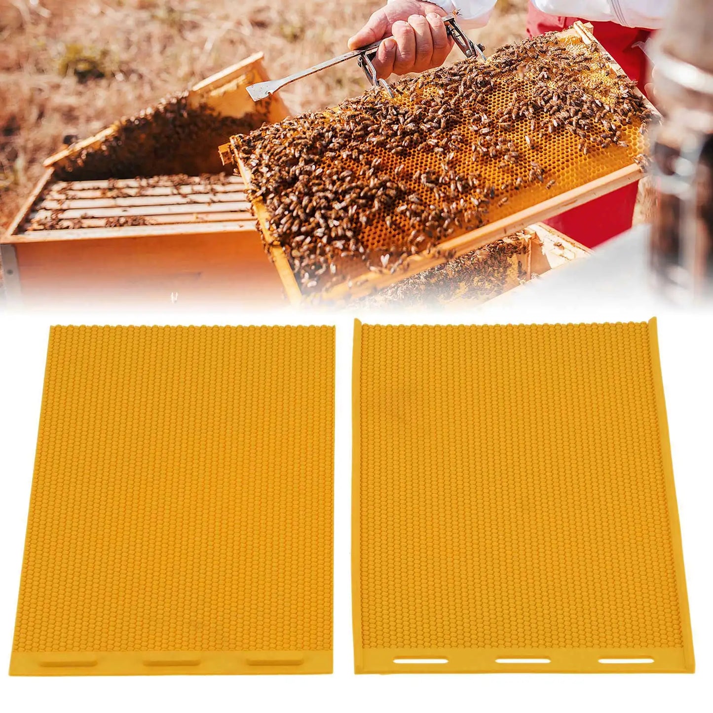 2PCS 5.4mm Beeswax Press Mold DIY Rubber Comb Foundation Sheet Beekeeping Accessory Yellow Beeswax Sheet Beeswax Press Embosser