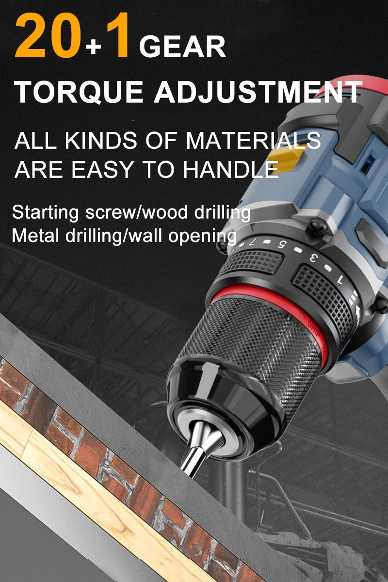 16.8V Brushless 70N.m Electric Cordless Drill 160N.m Impact Driver Screwdriver Household Multifunction Hit Power Tools