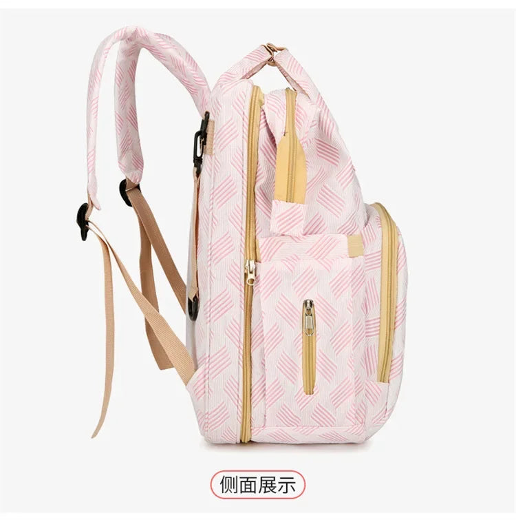 Baby Diaper Bag with Stroller Hooks Portable Baby Crib Diaper Changing Pad Baby Carrier Bag for Activity Mom Backpack 30*20*40cm