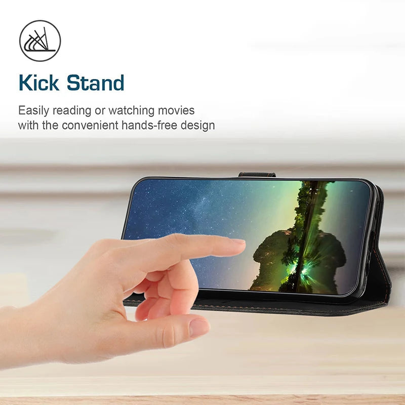 Stand Flip Wallet Case for Xiaomi Redmi 14C 13C 13R 12C 12 13 4G 5G 10 2022 11a 10C 10A 9C 9A 8A 7 8 6A Leather Protect Cover