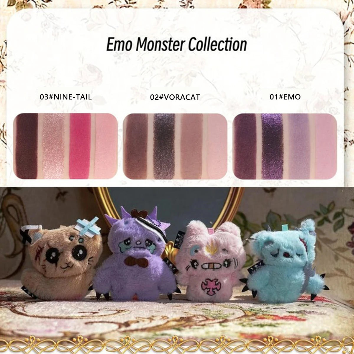Haggard  Emo Monster Series Four-Color Eyeshadow Palette,Long-Lasting Pigmentation,User-Friendly,Multi-Texture Combination,Party