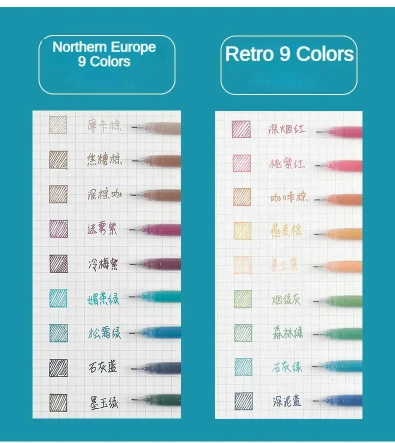 Languo 198/6 PCS Morandi Gel Pen Student Diary Scrapbook Painting DIY Gel Pen Set Coloring Book Drawing Pen School Supplies