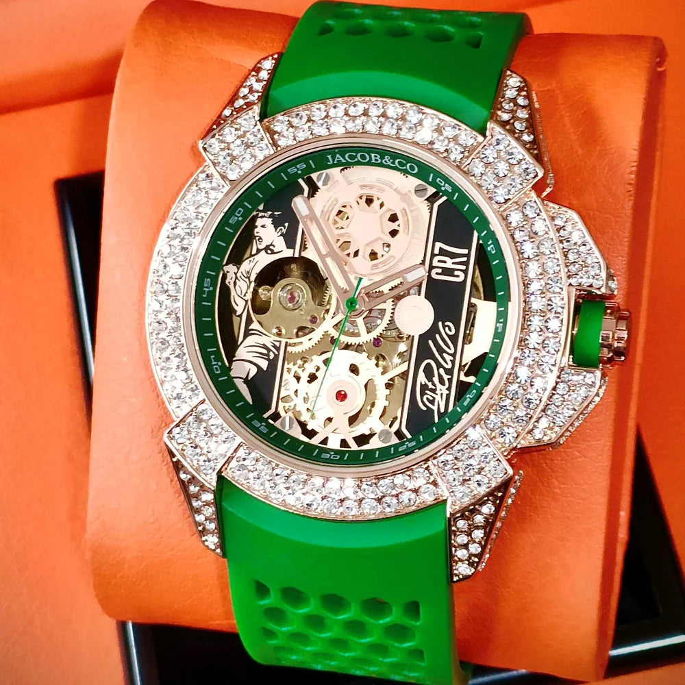 TOP Very Hot Jacob & Co Original Brand Watches For Mens  Full Diamond Automatic Mechanical Wristatch High Quality AAA Clocks