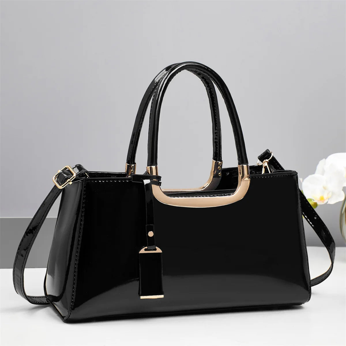 Luxury Designer Handbags High-End Evening Party Women Clutch Top Handle Underarm Bags Bright Patent PU Leather Crossbody Bags
