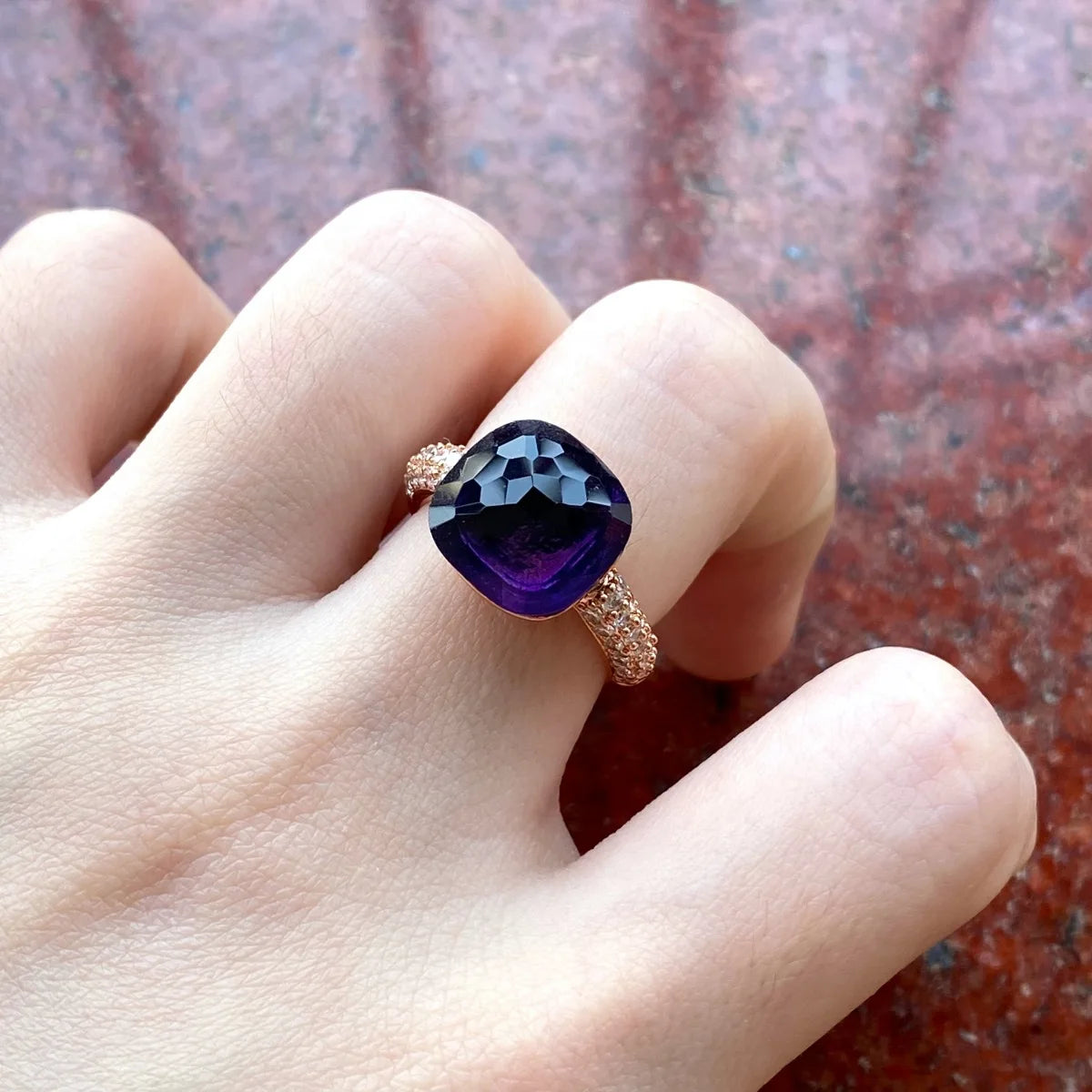 12.6mm   Ring Candy Style Zircon Ring Flat Pink Green Purple Crystal Ring For Women Candy Ring Fashion Jewelry Gift