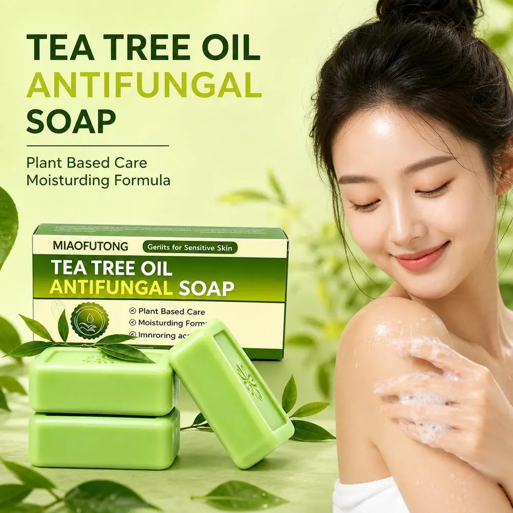 Tea Tree Soap for Face & Body Acne, 3pcs Tea Tree Oil Soap Bar for Face & Body Natural Skin Cleanser for Oily, Dry & Itchy Skin