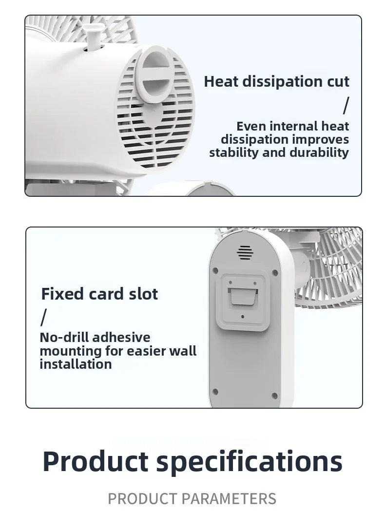 Wall-mounted electric fan commercial wall-mounted super powerful small fan punch-free remote control fan