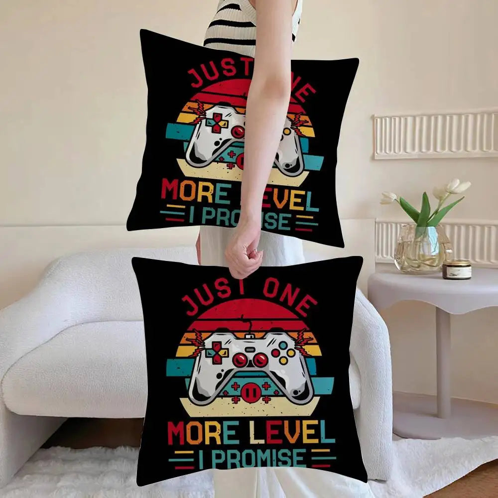 Colorful Graffiti Game Gamepad Pillow Case Anti-dustmite Pillowcase Invisible zipper silky Sofa cushion cover