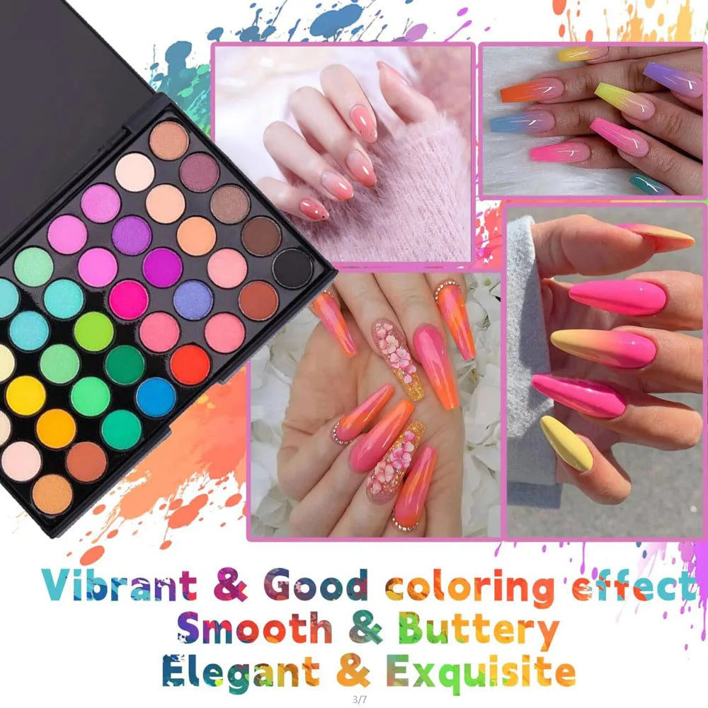40-Colors Nail Eyeshadow Palette Solid Gradient Nail Art Rubbing Powder - Highly Pigmented Shimmer Makeup Palette Matte Nail Dec