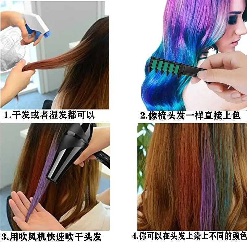 6/1pcs Hair Dye Comb Mascara Design Crayons For Hair Coloring Chalk Temporary Dye Pencil Mini Disposable Gifts Kids Hair Dyes