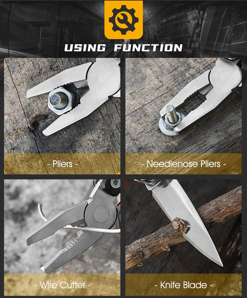 Maarten Multitool, 9-in-1 Stainless Steel Multi Tool Pocket Knife with Screwdriver,  Multitool Pliers, Survival Equipment