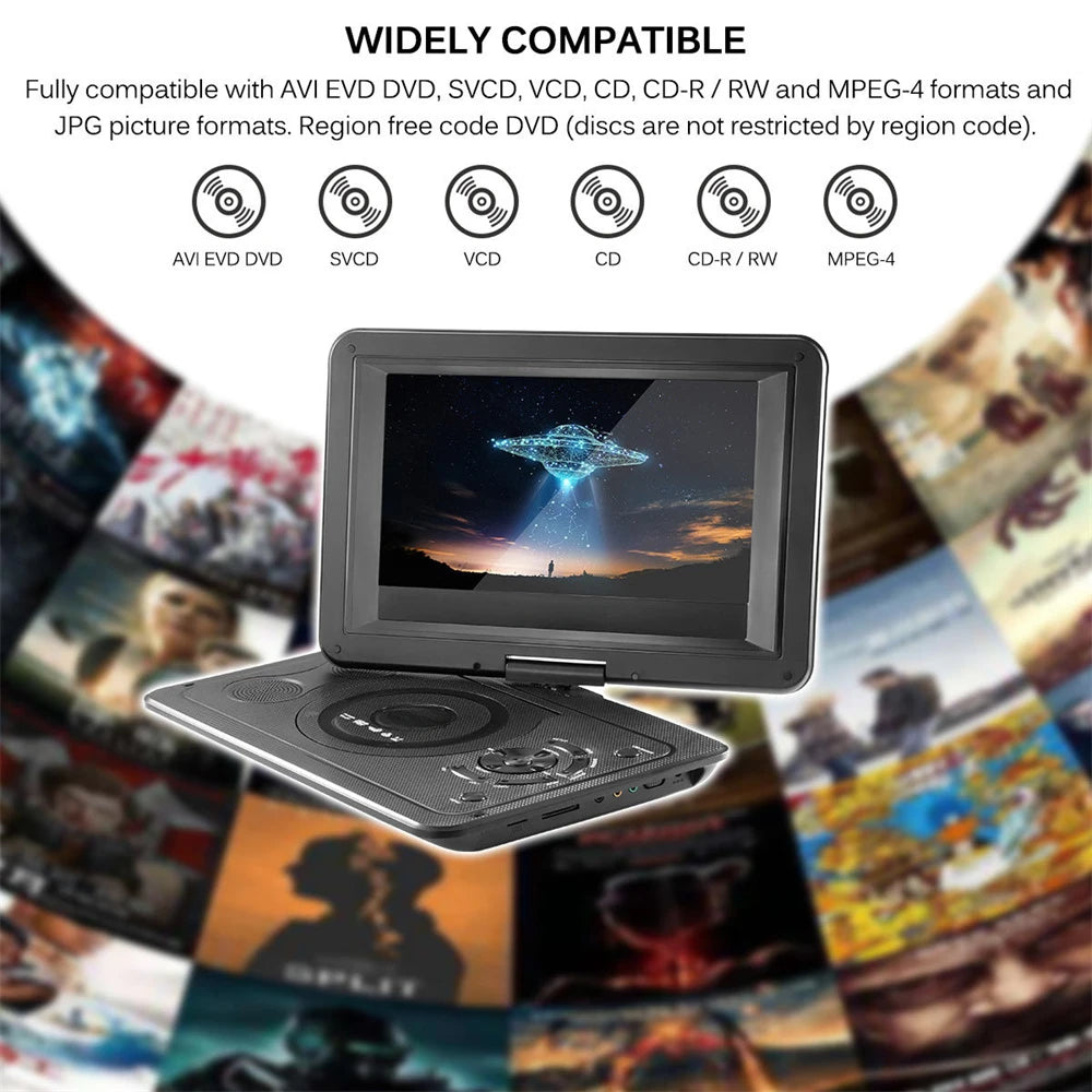 2025 Inches Portable DVD Player Region-free EVD Player USB Port 270 Degree Rotation Swivel Screen EVD Player Lecteur DVD New