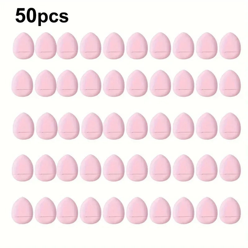 50-Pack Mini Fingertip Powder Puff Set (Pink) - Precision Foundation & Concealer Applicator Sponge Finger Pads