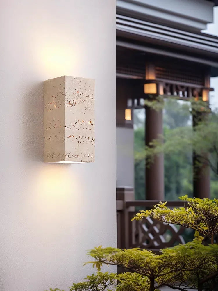 Wabi Sabi Yellow Marble Wall Lamp Led Bedside Japan Bedroom Living Room Wall Light Travertine Stair Cor