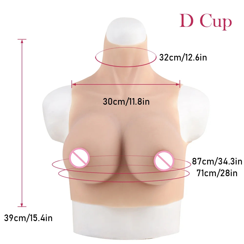 Halloween Cosplay Fake Chest False Boobs Silicone Filler Realistic B-H Cup for Crossdresser Transgender Drag Sissy Cosplay Chest