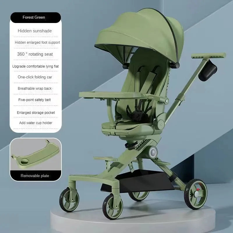 Baby Stroller Lightweight Infant and Toddler Two-way Stroller Reclining and Sitting Children's Single-pole Stroller Collapsible