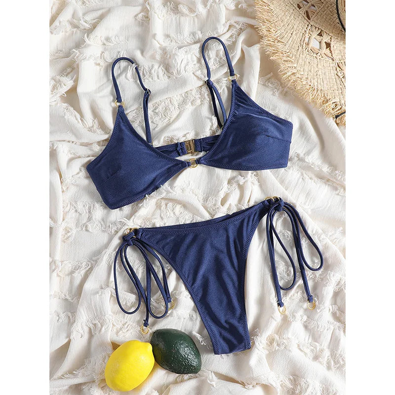 Rinabe Women Beach Suit Green Bikini Low Waist Swimsuit Push Up Swimwear Micro Bikinis Vacation Beachwear Two-Piece Swimsuits