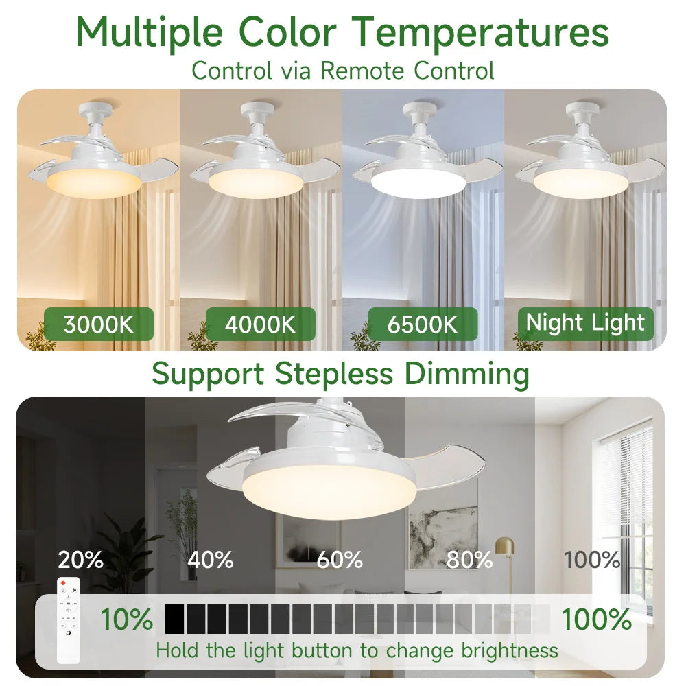 Ceiling Fan Light Suitable For E27 Base Bedroom Fan Lamp With Remote Control Fan Chandelier for Living Room Decor Fan Light