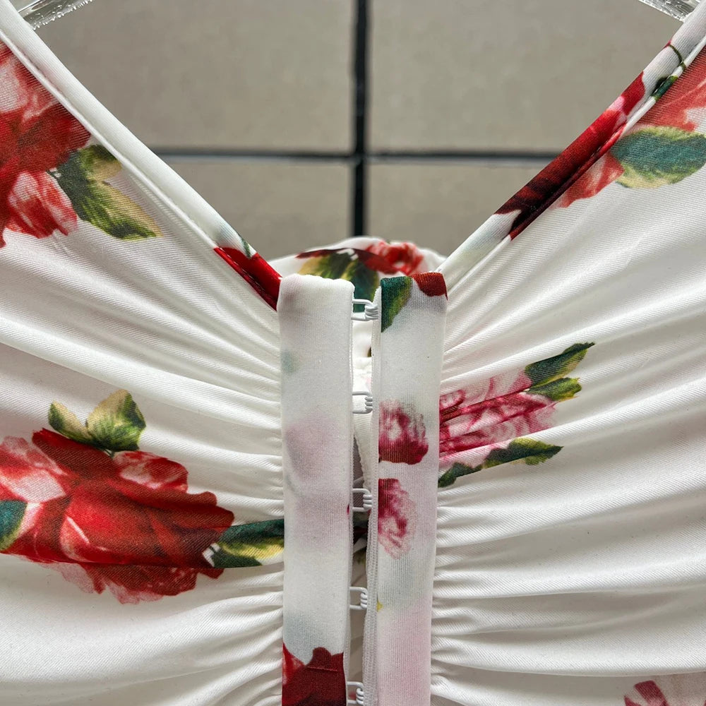 Handmade Floral Women's T Shirt Y2k Pleated Slim Temperament Elegant Round Neck Long Sleeve Blouse 2025 Early Spring New