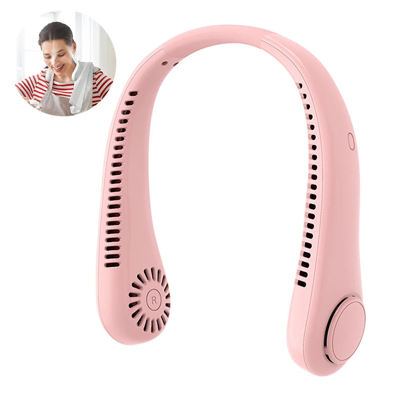 Portable Neck Fan 3 Speeds Mode Adjustable Stretchable Neck Fan Blow Air For Cooling Hand Free 4000mAh Rechargeable