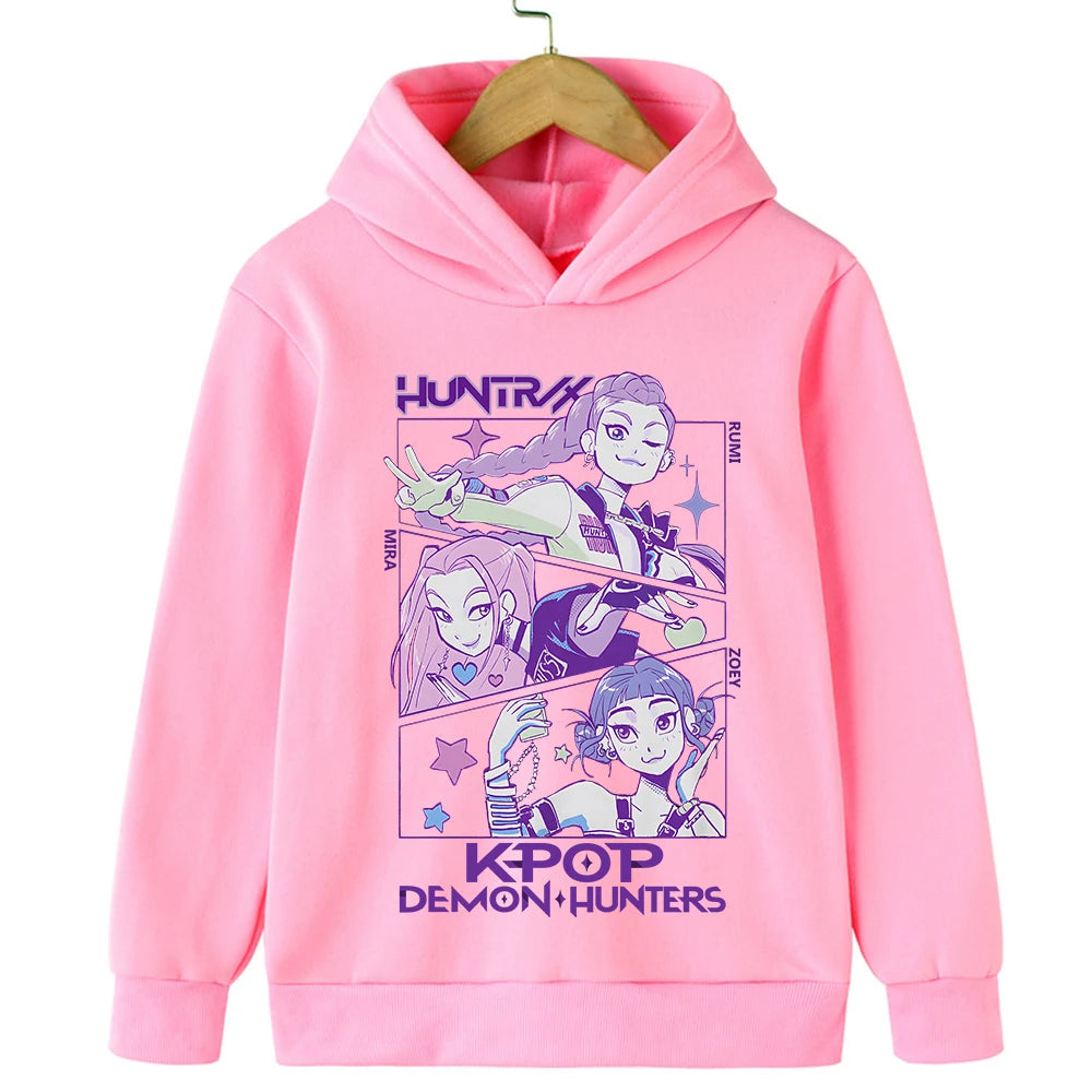 KPop Demon Hunter Boy Girl Hoodies Popular Anime Harajuku Y2K Sports Cute Fashion Children Autumn Winter Sweatshirt Clothing Top