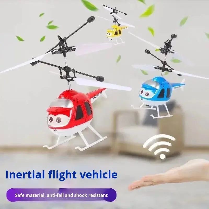 Mini Electric Airplane Toy for Kids with Remote Control Infrared Sensor Hand Induction Helicopter Flying Drone Toy