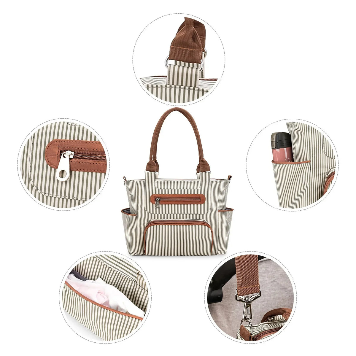 Women Shoulder Bag Travel 7 Pcs/Set Baby Diaper Bags Go Out Large Capacity Newborn Nappy  Bag with Changing Pad Multi-functional