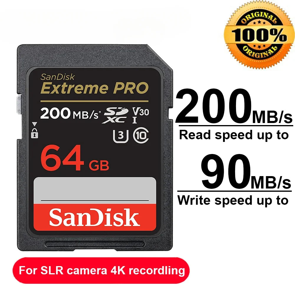 Original Extreme PRO U3 4K 6K 8K C10 V30 V60 V90 SDHC Memory Card SD UHD Video SDXC sd Card UHS-I UHS-II for SLR 3D Canon Camera