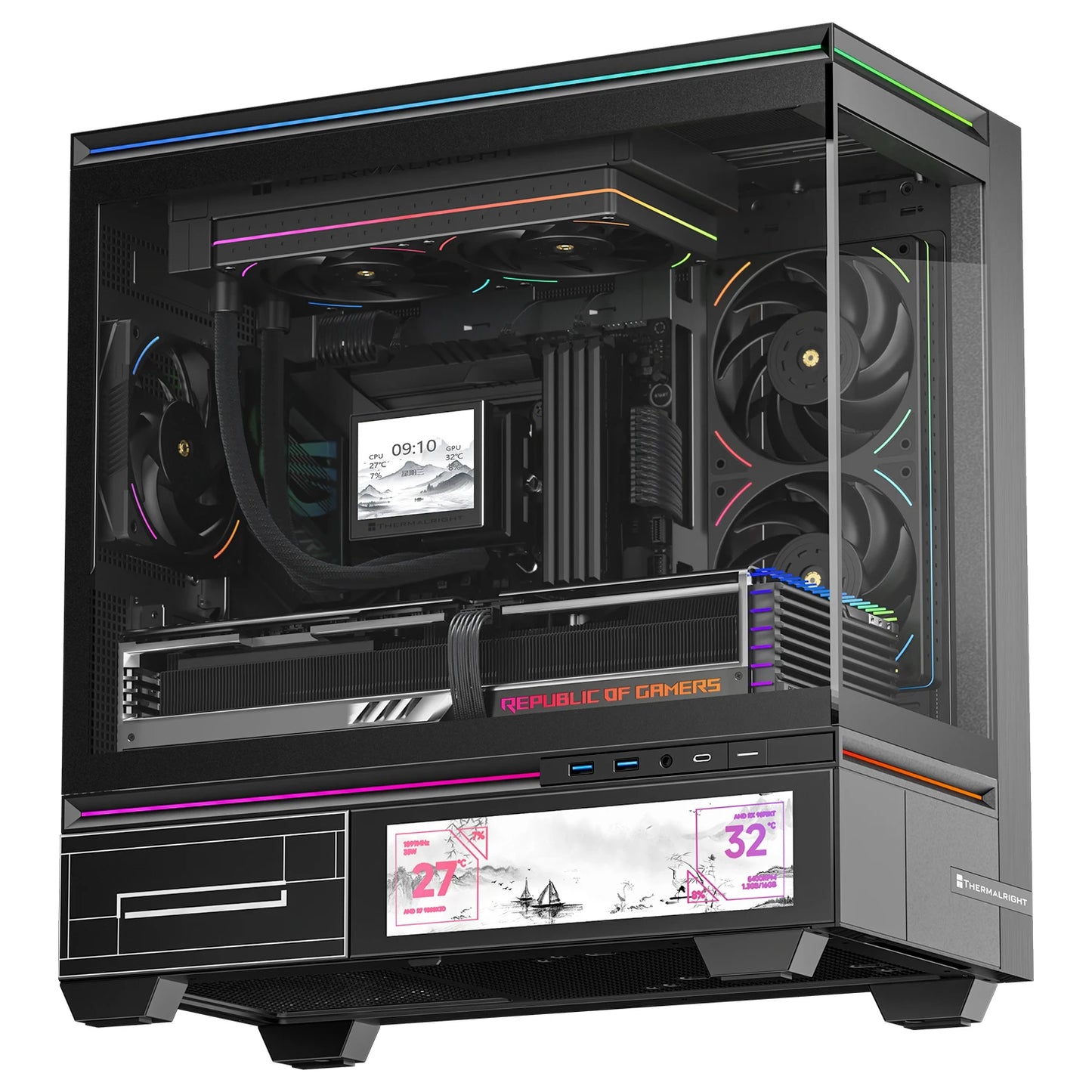 Thermalright TL-UB24 Computer Case Fan, ARGB 240mm Single-Frame Case Fan (2x120mm)/Silent/High CFM/PWM/2150 RPM